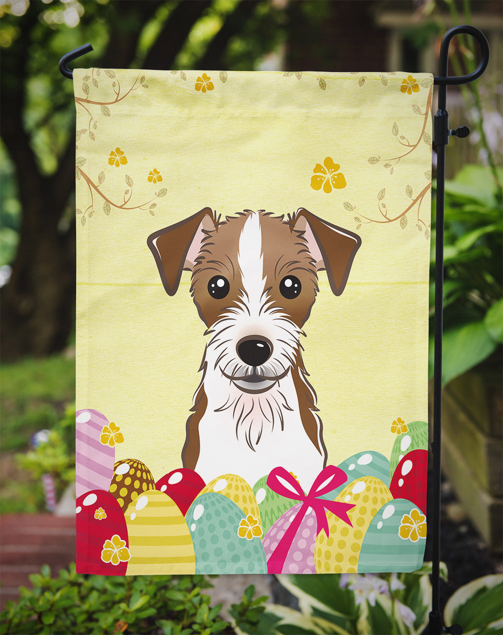 Jack Russell Terrier Easter Egg Hunt Flag Garden Size BB1884GF