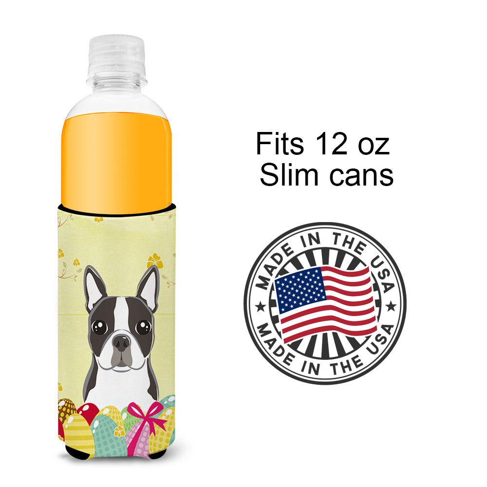 Boston Terrier Easter Egg Hunt  Ultra Beverage Insulator for slim cans BB1885MUK