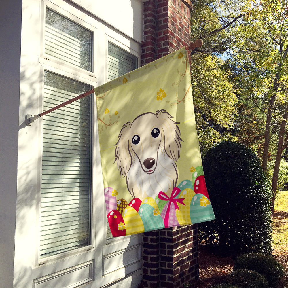 Longhair Creme Dachshund Easter Egg Hunt Flag Canvas House Size BB1894CHF  the-store.com.