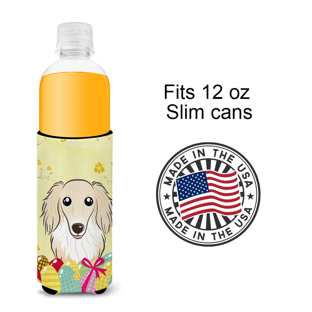 Longhair Creme Dachshund Easter Egg Hunt  Ultra Beverage Insulator for slim cans BB1894MUK  the-store.com.