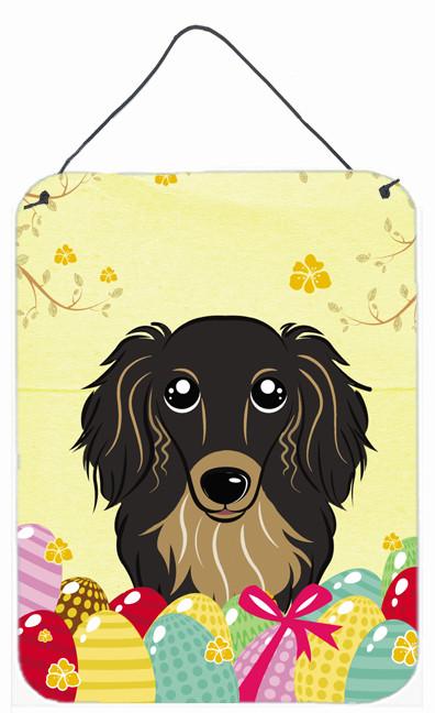 Longhair Black and Tan Dachshund Easter Egg Hunt Wall or Door Hanging Prints BB1895DS1216 by Caroline's Treasures