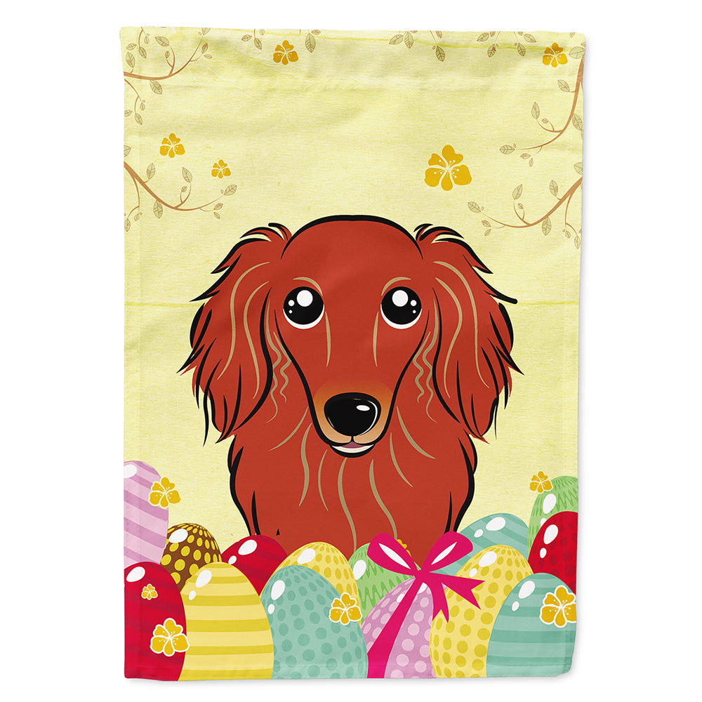 Longhair Red Dachshund Easter Egg Hunt Flag Canvas House Size BB1896CHF  the-store.com.