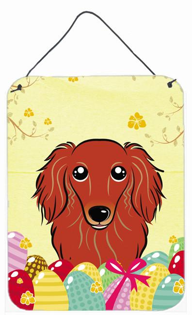 Longhair Red Dachshund Easter Egg Hunt Wall or Door Hanging Prints BB1896DS1216 by Caroline's Treasures