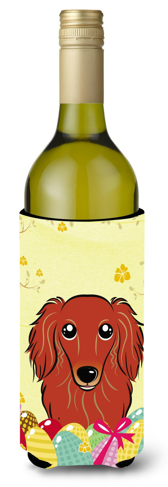 Longhair Red Dachshund Easter Egg Hunt Wine Bottle Beverage Insulator Hugger BB1896LITERK by Caroline&#39;s Treasures