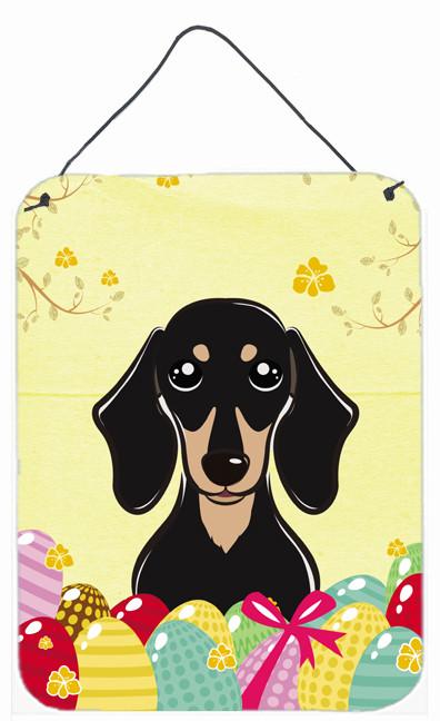 Smooth Black and Tan Dachshund Easter Egg Hunt Wall or Door Hanging Prints BB1897DS1216 by Caroline's Treasures