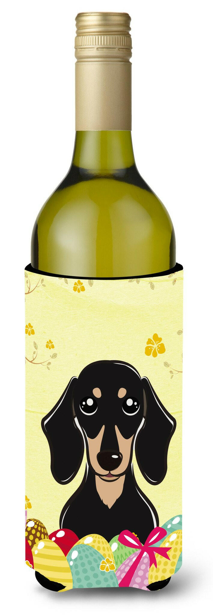 Smooth Black and Tan Dachshund Easter Egg Hunt Wine Bottle Beverage Insulator Hugger BB1897LITERK by Caroline&#39;s Treasures
