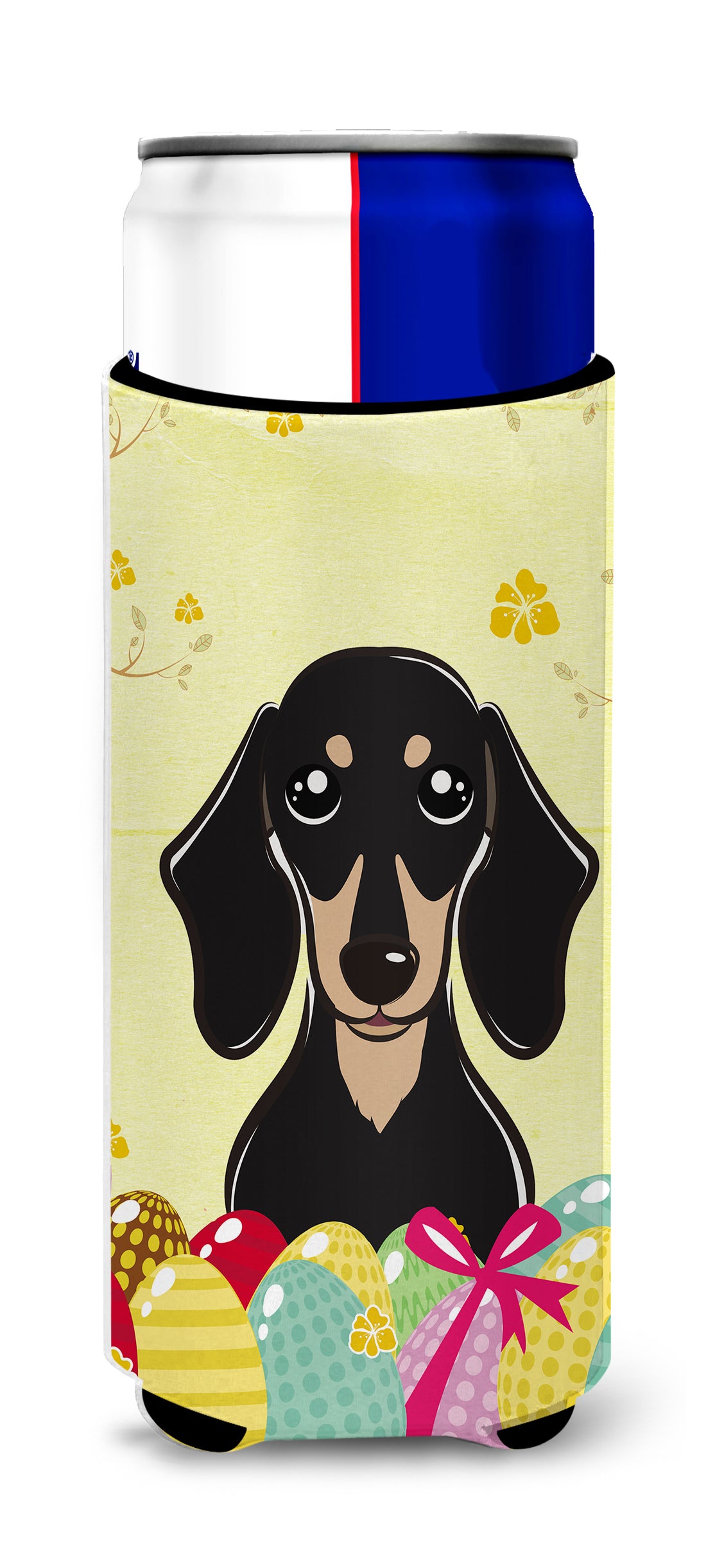 Smooth Black and Tan Dachshund Easter Egg Hunt  Ultra Beverage Insulator for slim cans BB1897MUK