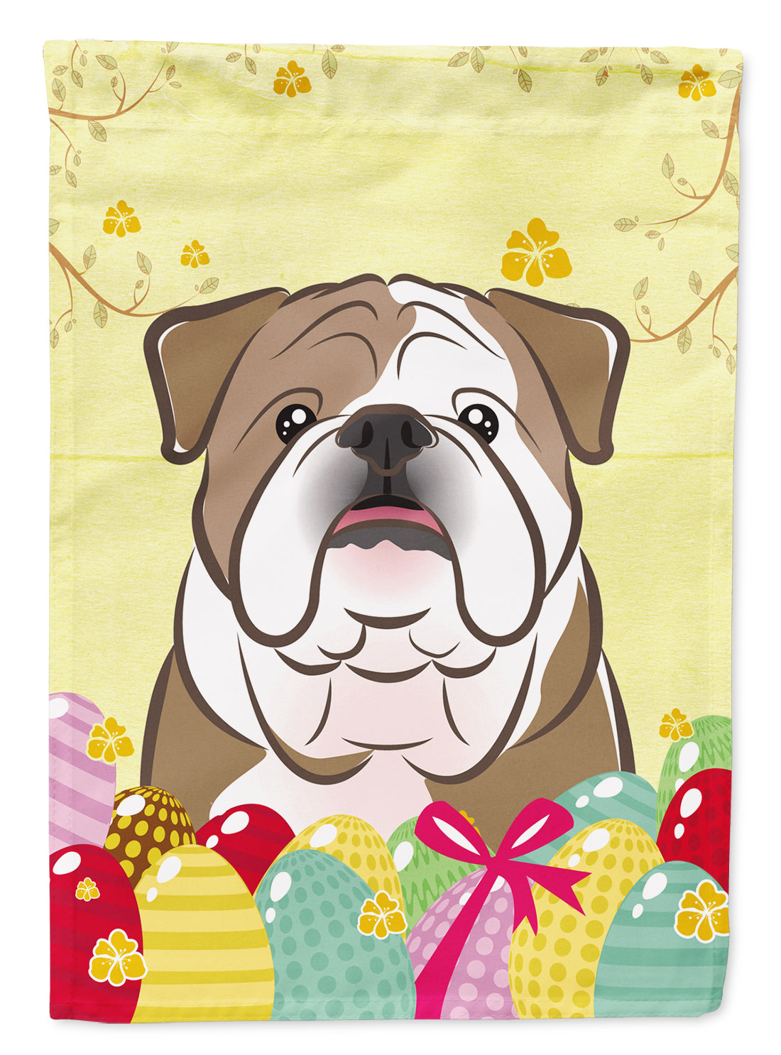 English Bulldog  Easter Egg Hunt Flag Canvas House Size BB1901CHF  the-store.com.