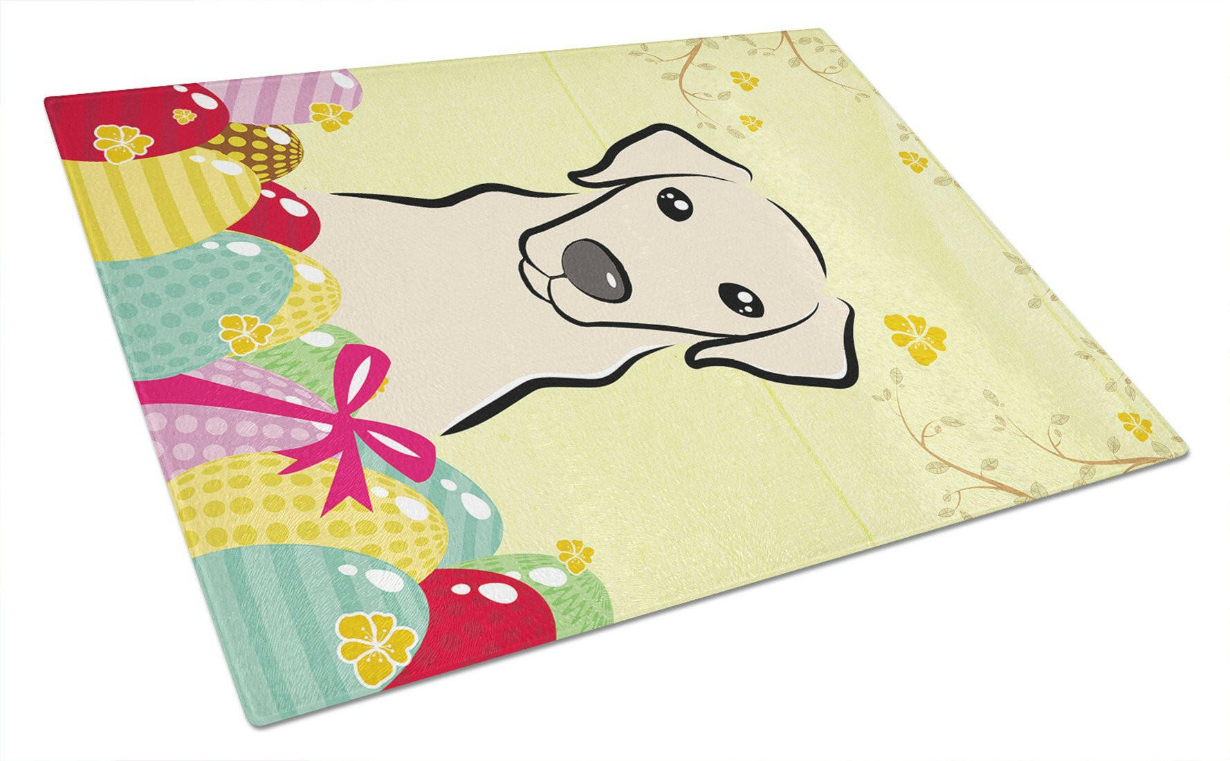 Yellow Labrador Easter Egg Hunt Glass Cutting Board Large BB1904LCB by Caroline's Treasures
