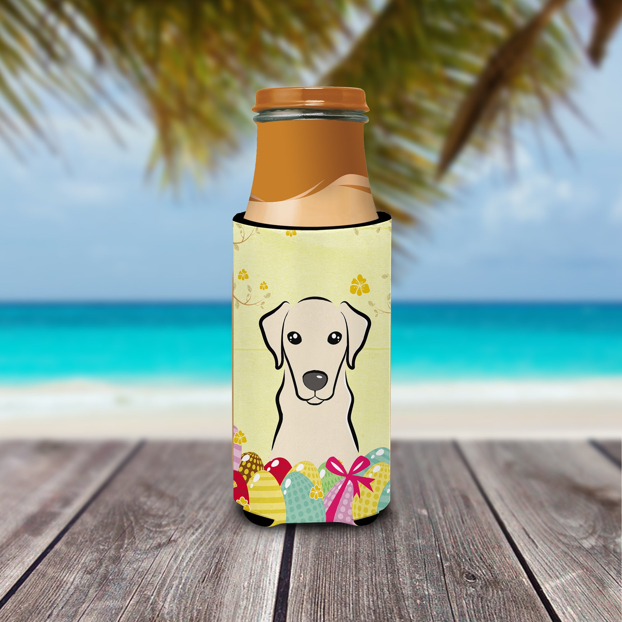 Yellow Labrador Easter Egg Hunt  Ultra Beverage Insulator for slim cans BB1904MUK  the-store.com.