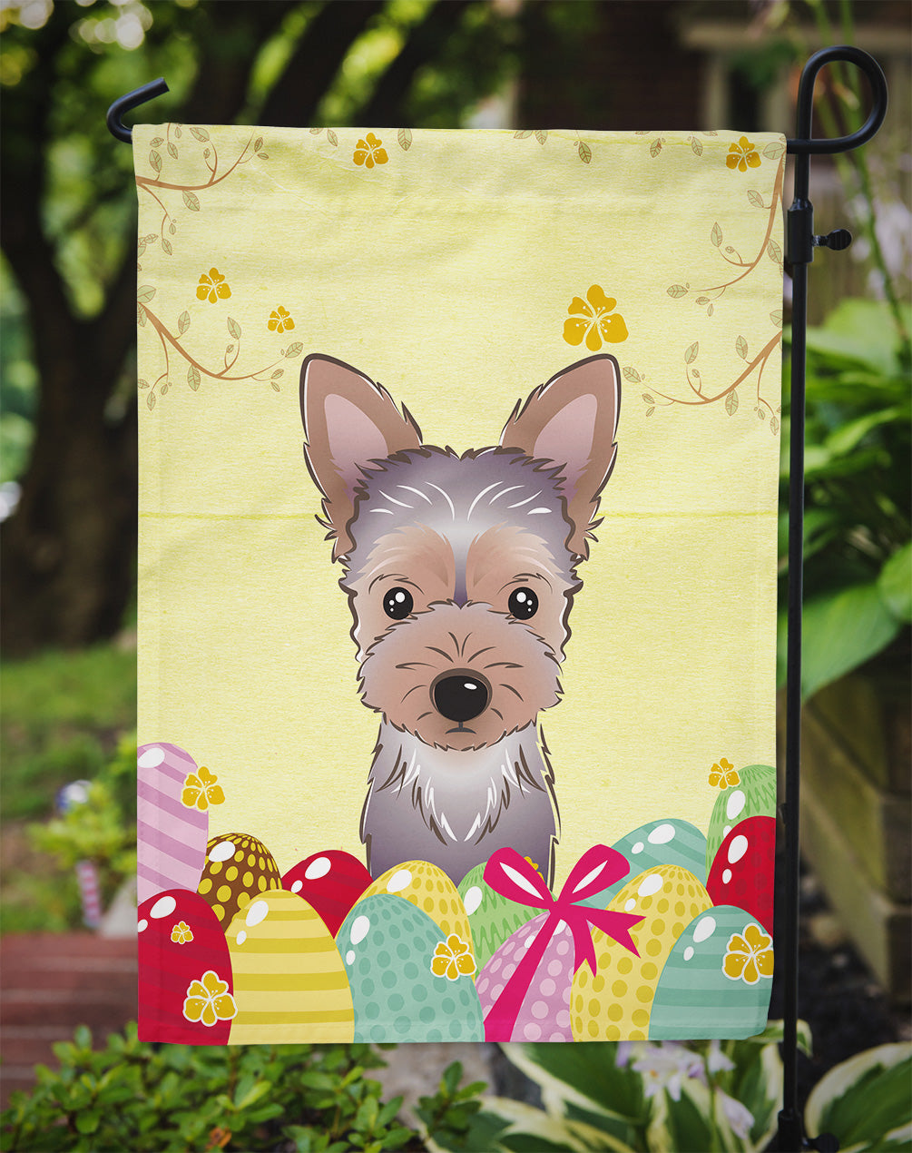 Yorkie Puppy Easter Egg Hunt Flag Garden Size BB1914GF  the-store.com.