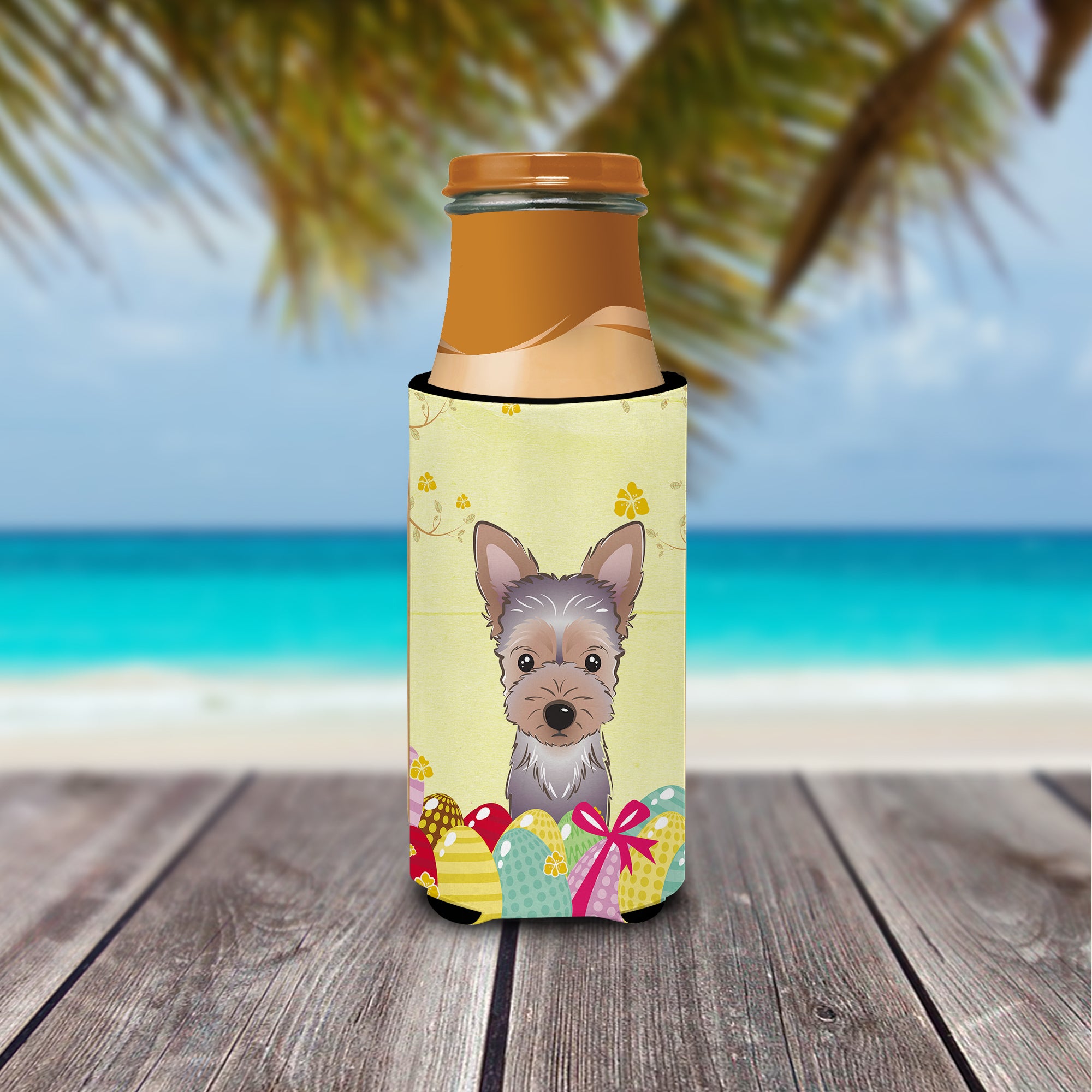 Yorkie Puppy Easter Egg Hunt  Ultra Beverage Insulator for slim cans BB1914MUK  the-store.com.
