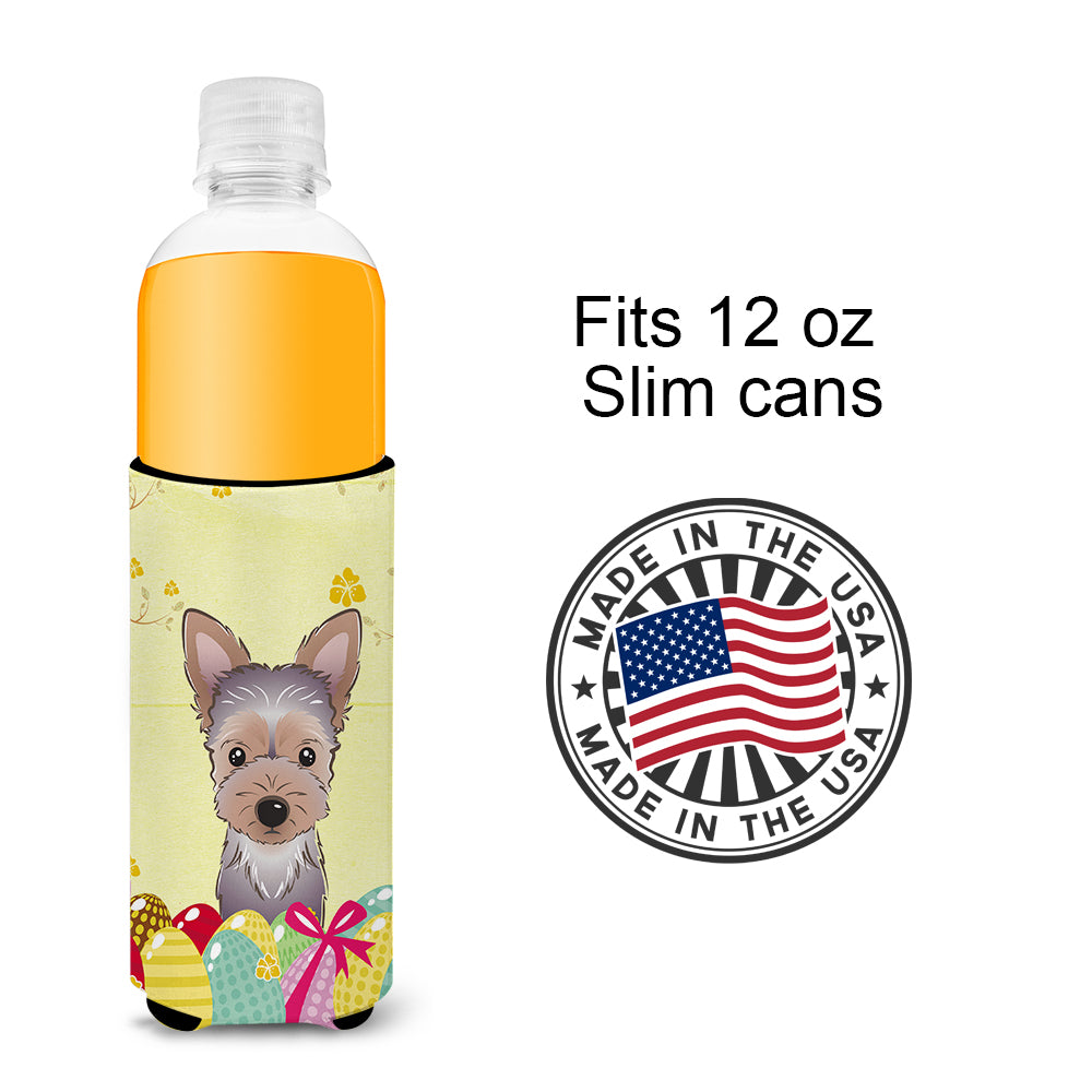 Yorkie Puppy Easter Egg Hunt  Ultra Beverage Insulator for slim cans BB1914MUK  the-store.com.