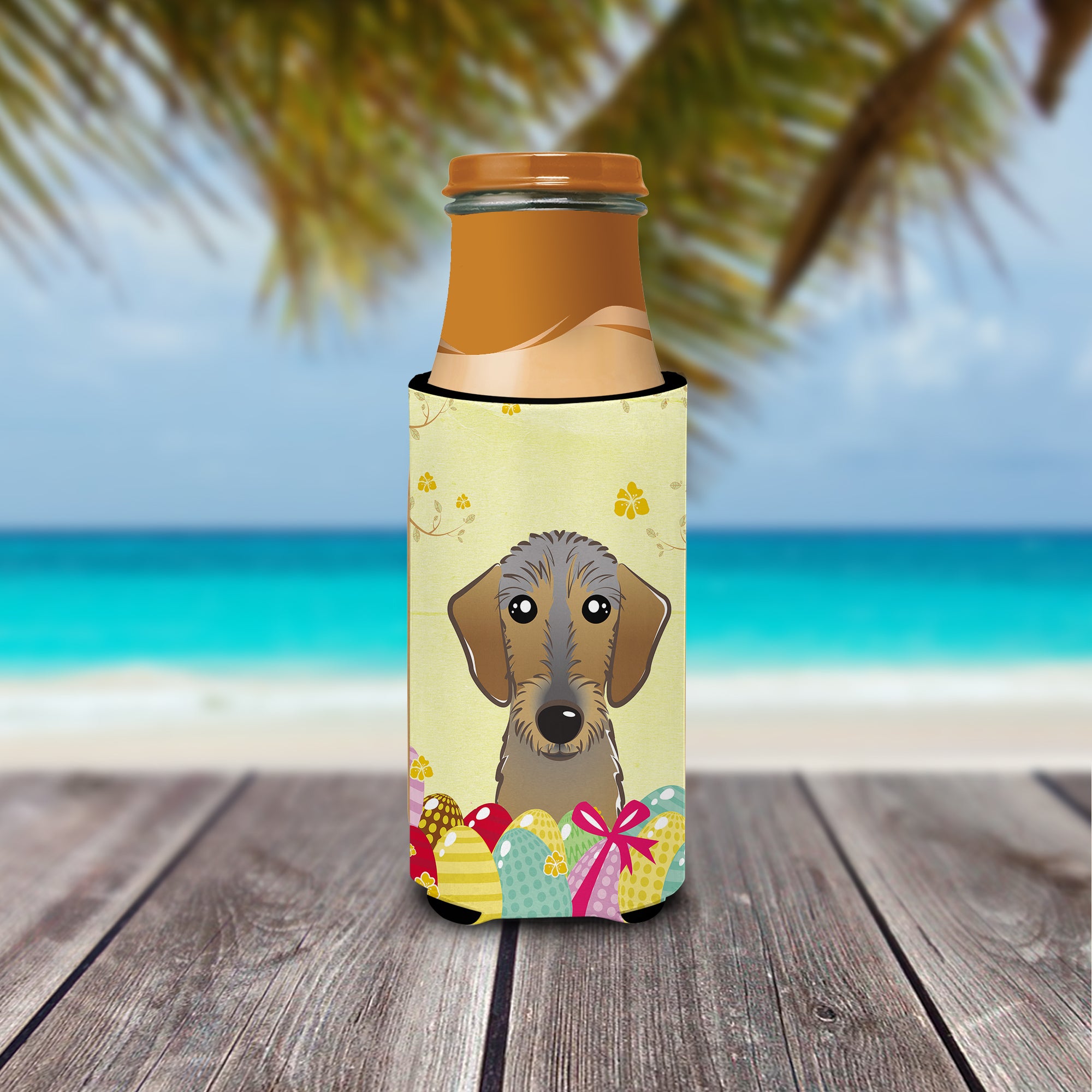 Wirehaired Dachshund Easter Egg Hunt  Ultra Beverage Insulator for slim cans BB1915MUK