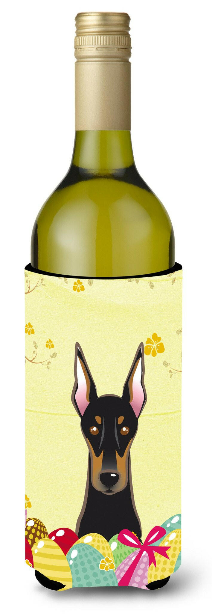 Doberman Easter Egg Hunt Wine Bottle Beverage Insulator Hugger BB1927LITERK by Caroline&#39;s Treasures