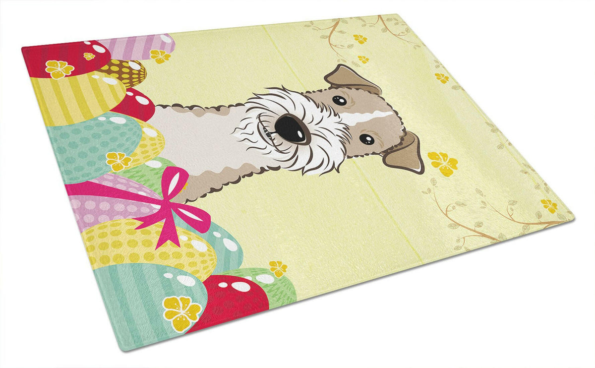 Wire Haired Fox Terrier Easter Egg Hunt Glass Cutting Board Large BB1929LCB by Caroline&#39;s Treasures