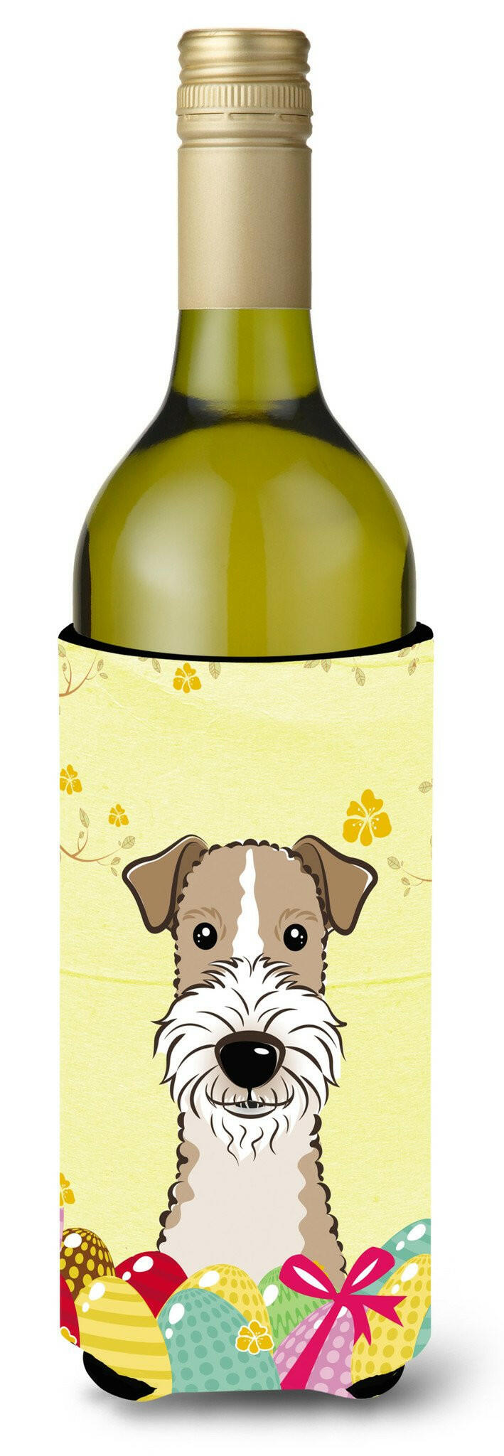 Wire Haired Fox Terrier Easter Egg Hunt Wine Bottle Beverage Insulator Hugger BB1929LITERK by Caroline&#39;s Treasures