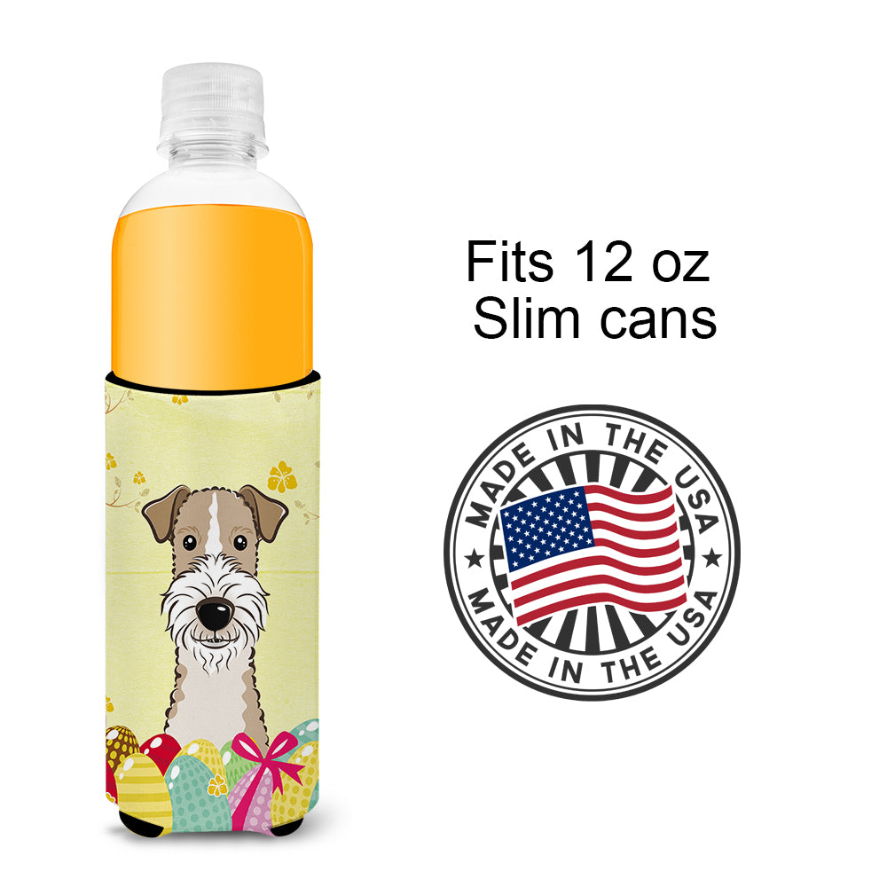 Wire Haired Fox Terrier Easter Egg Hunt  Ultra Beverage Insulator for slim cans BB1929MUK  the-store.com.