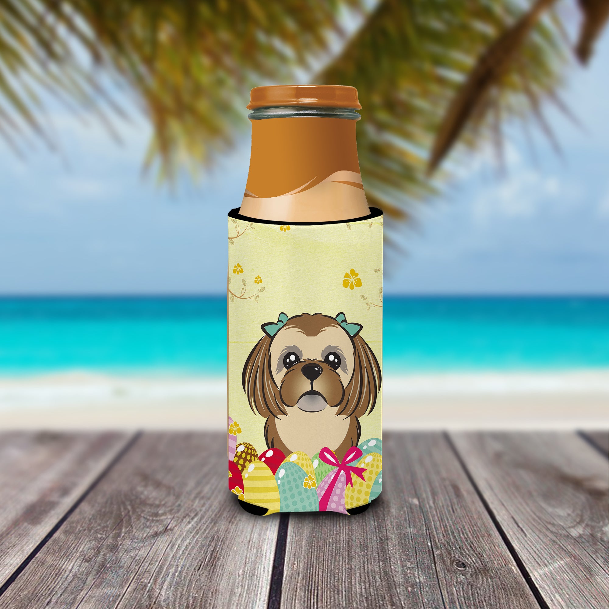 Chocolate Brown Shih Tzu Easter Egg Hunt Michelob Ultra Beverage Isolator pour canettes minces BB1931MUK