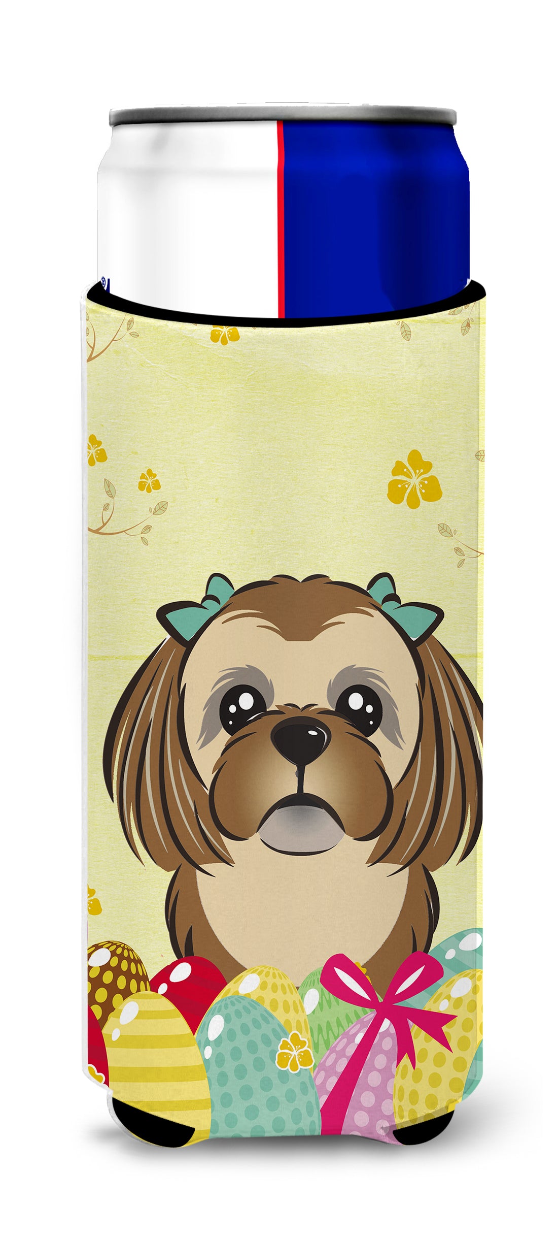 Chocolate Brown Shih Tzu Easter Egg Hunt  Ultra Beverage Insulator for slim cans BB1931MUK  the-store.com.