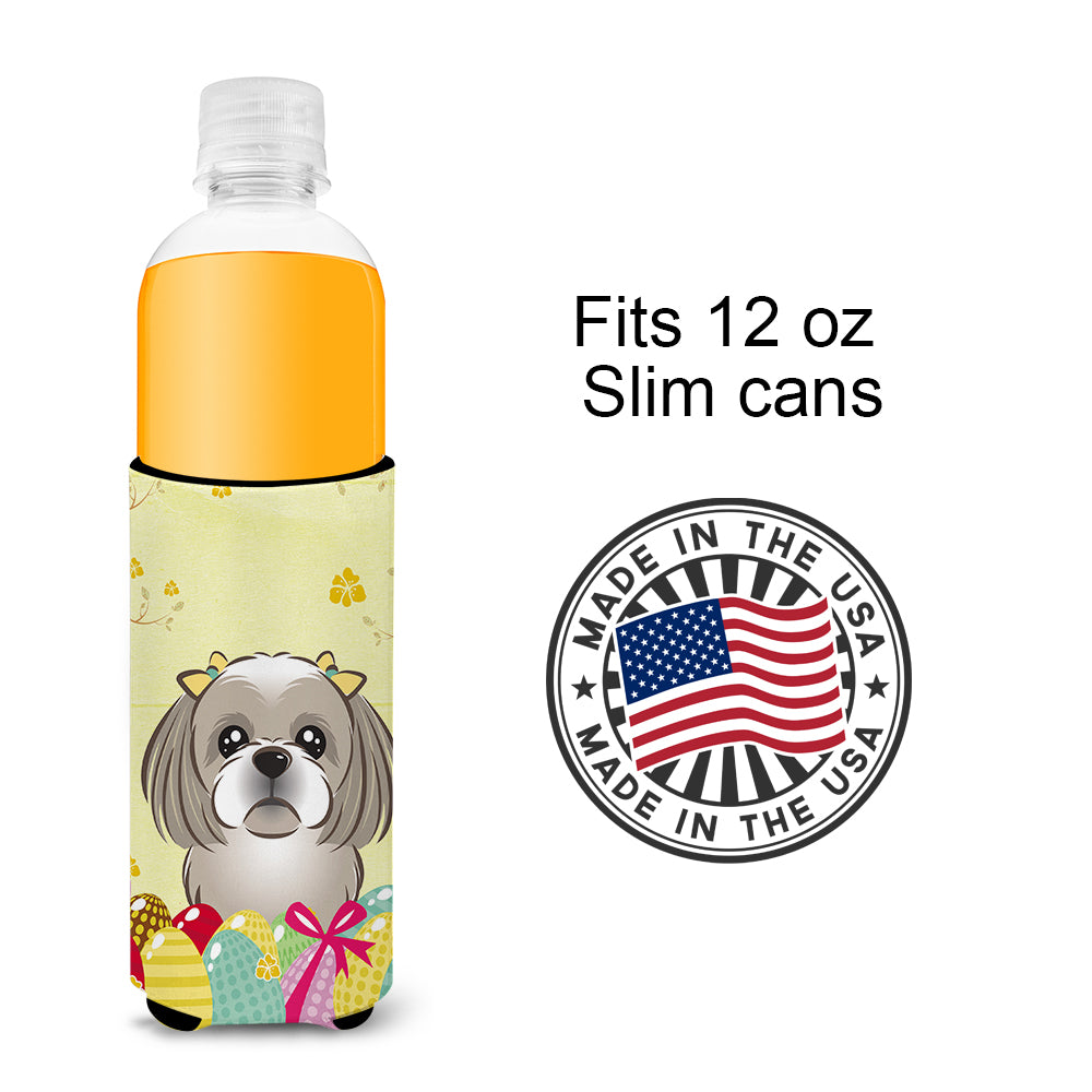 Gray Silver Shih Tzu Easter Egg Hunt  Ultra Beverage Insulator for slim cans BB1932MUK