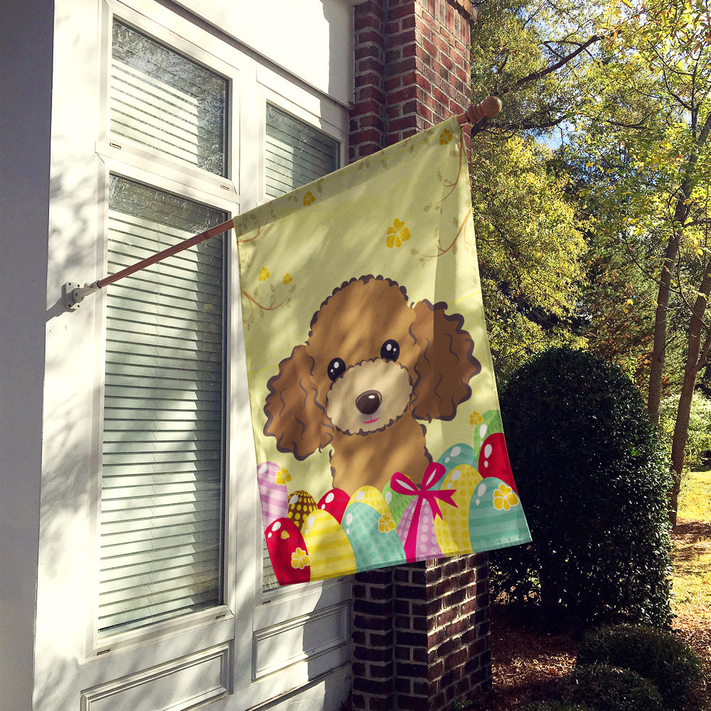 Chocolate Brown Poodle Easter Egg Hunt Flag Canvas House Size BB1938CHF  the-store.com.