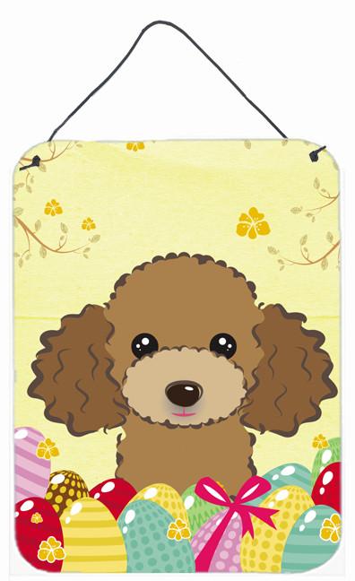 Chocolate Brown Poodle Easter Egg Hunt Wall or Door Hanging Prints BB1938DS1216 by Caroline's Treasures