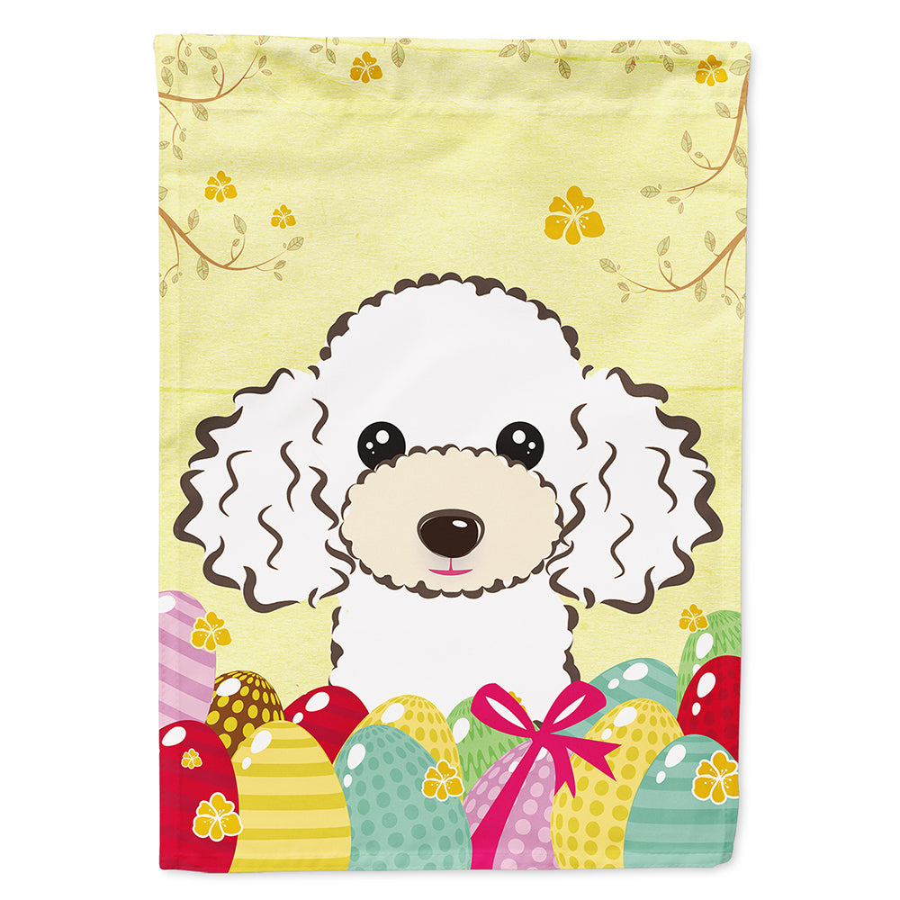 White Poodle Easter Egg Hunt Flag Canvas House Size BB1939CHF  the-store.com.