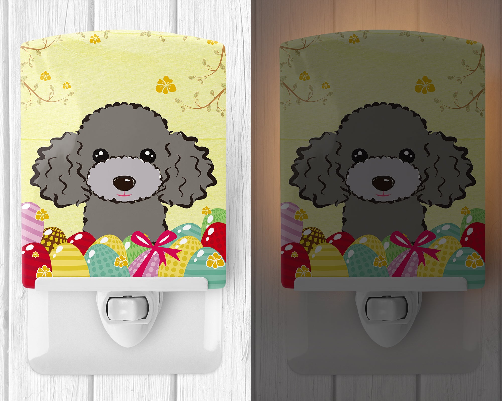 Silver Gray Poodle Easter Egg Hunt Ceramic Night Light BB1941CNL - the-store.com