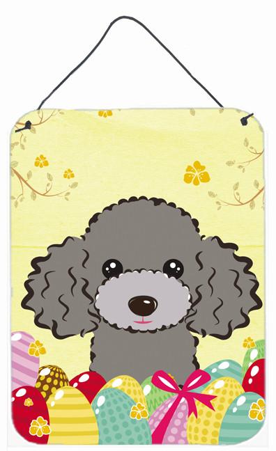 Silver Gray Poodle Easter Egg Hunt Wall or Door Hanging Prints BB1941DS1216 by Caroline's Treasures