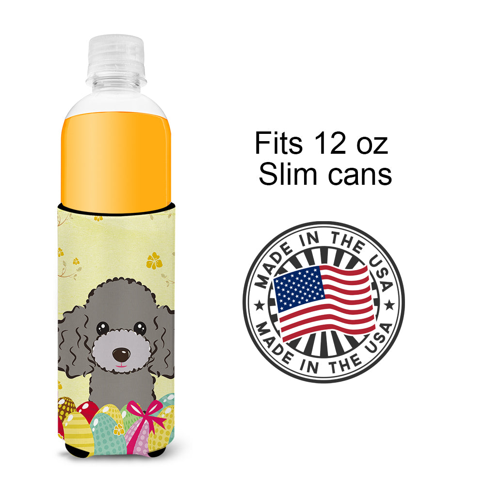 Silver Gray Poodle Easter Egg Hunt  Ultra Beverage Insulator for slim cans BB1941MUK
