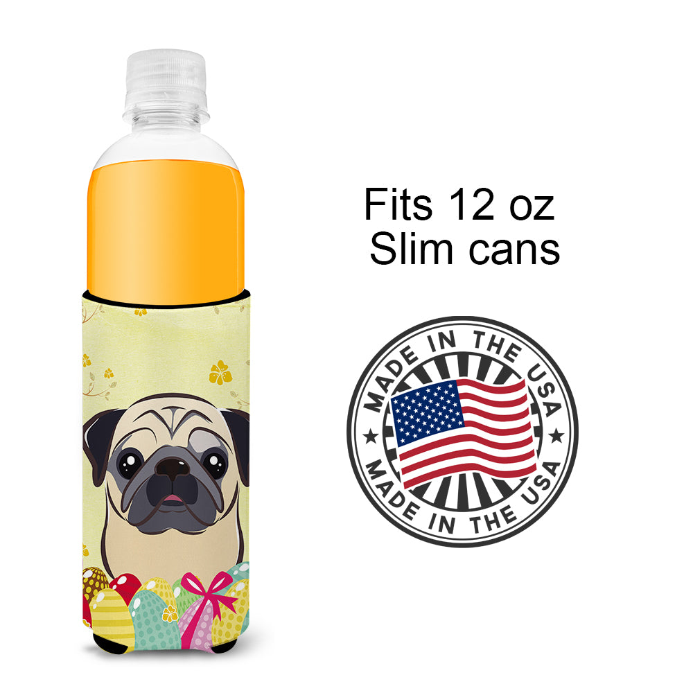 Fawn Pug Easter Egg Hunt  Ultra Beverage Insulator for slim cans BB1944MUK