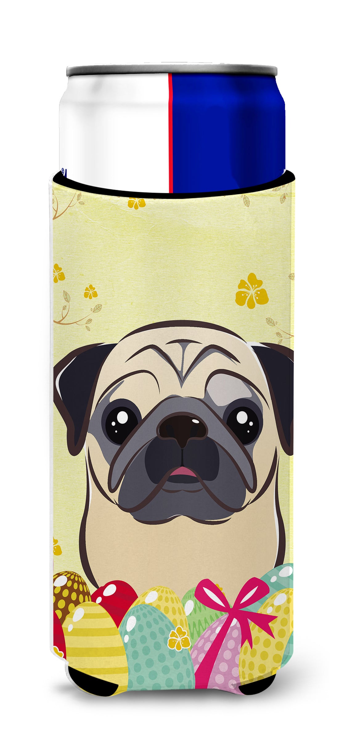 Fawn Pug Easter Egg Hunt  Ultra Beverage Insulator for slim cans BB1944MUK  the-store.com.