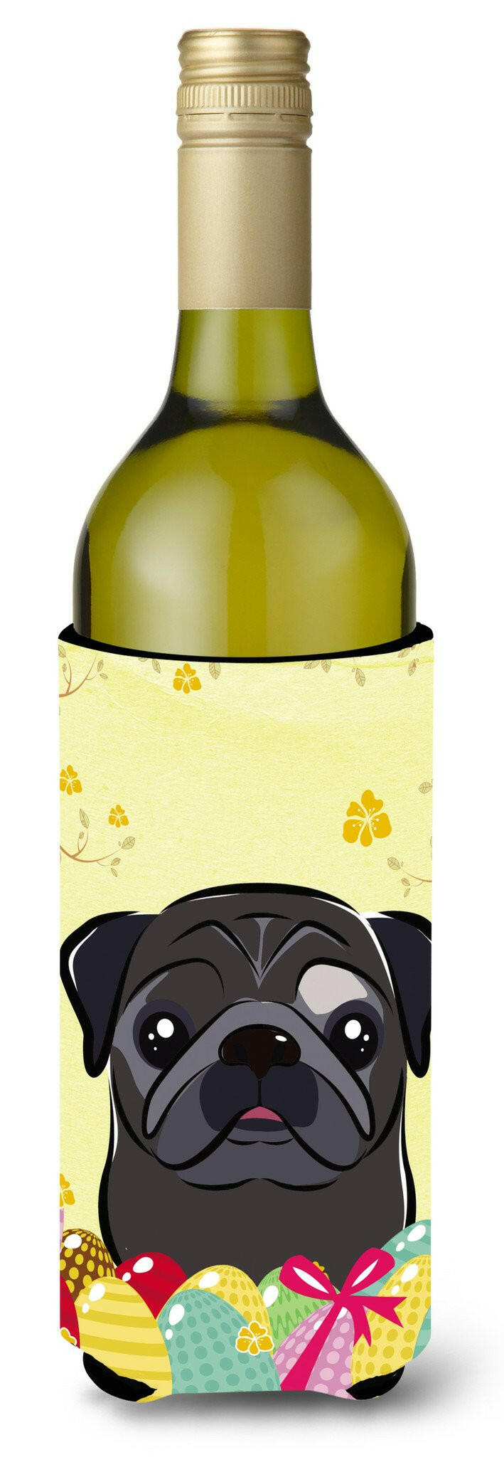 Black Pug Easter Egg Hunt Wine Bottle Beverage Insulator Hugger BB1945LITERK by Caroline&#39;s Treasures
