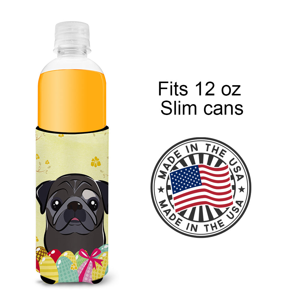 Black Pug Easter Egg Hunt  Ultra Beverage Insulator for slim cans BB1945MUK