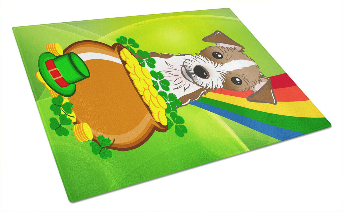 Jack Russell Terrier St. Patrick&#39;s Day Glass Cutting Board Large BB1946LCB by Caroline&#39;s Treasures