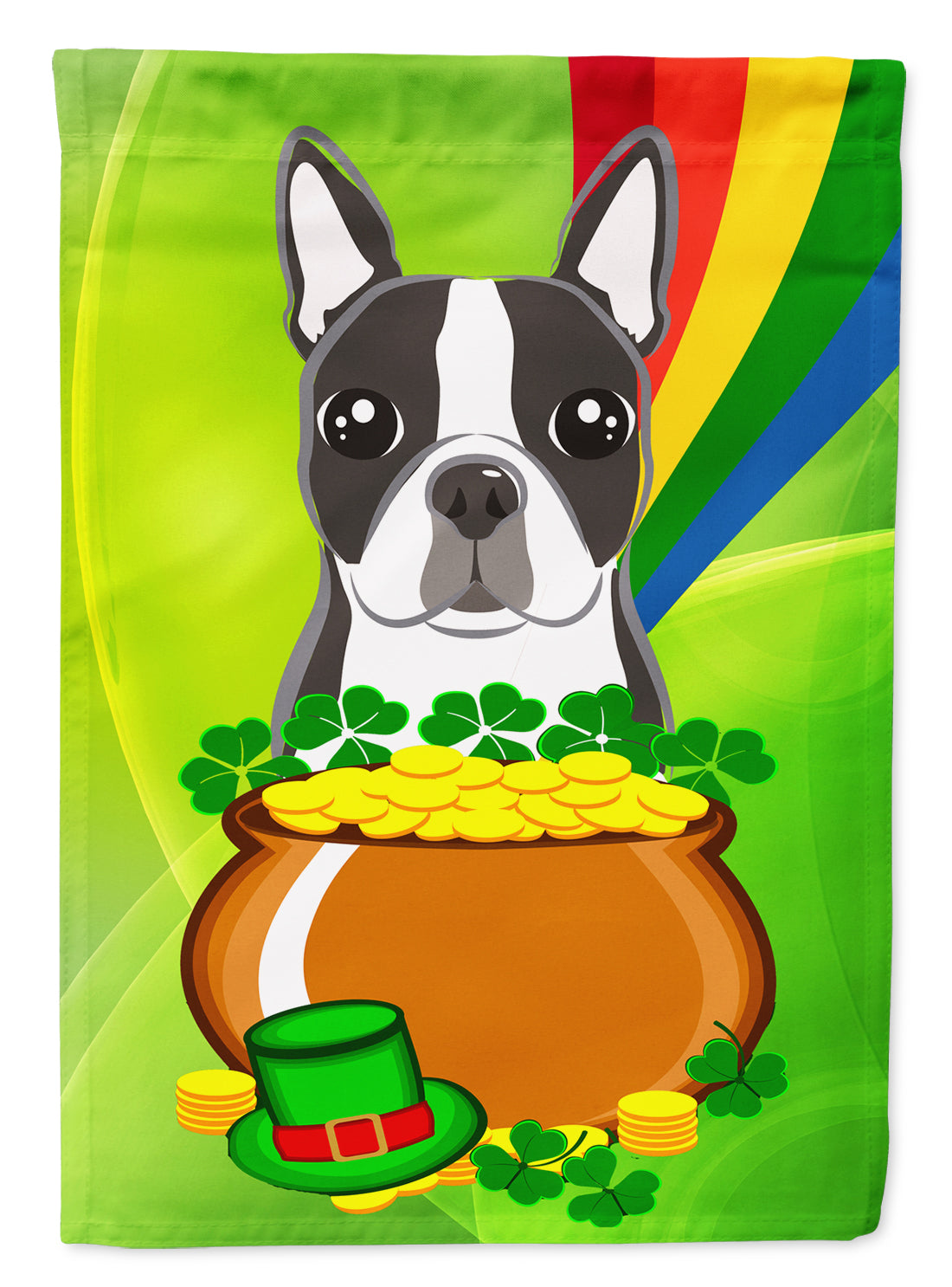 Boston Terrier St. Patrick&#39;s Day Flag Canvas House Size BB1947CHF