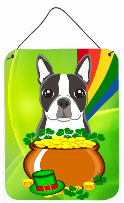 Boston Terrier St. Patrick&#39;s Day Wall or Door Hanging Prints BB1947DS1216 by Caroline&#39;s Treasures