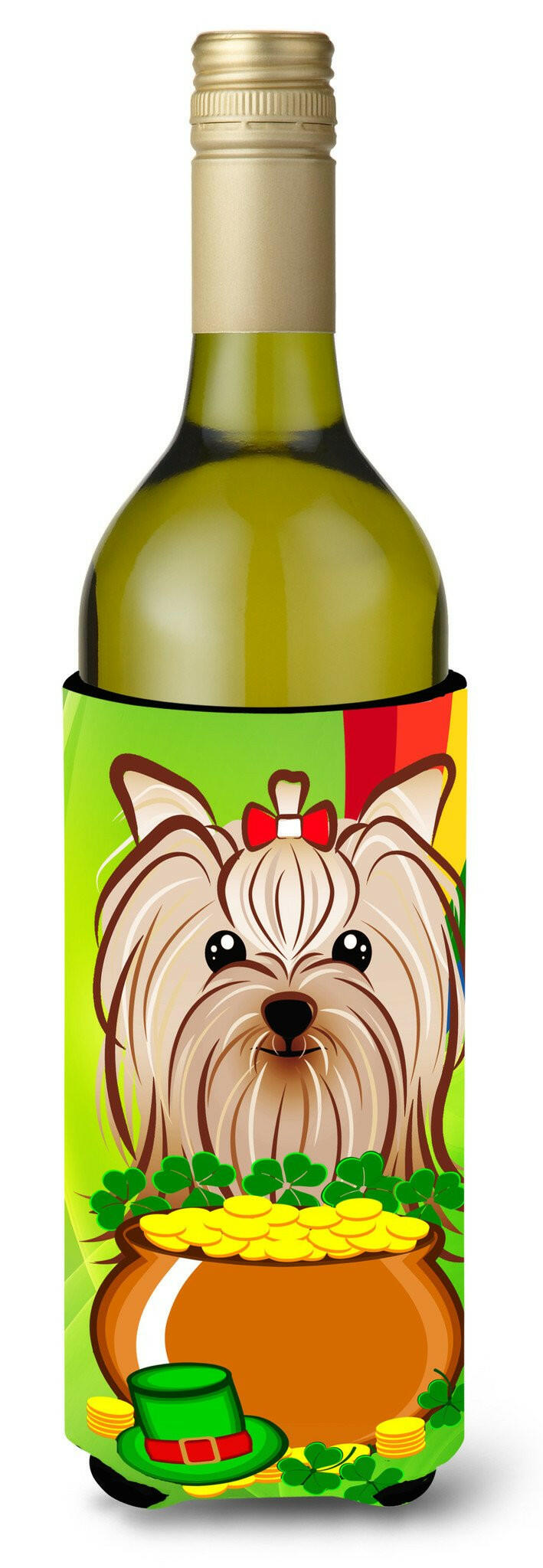 Yorkie Yorkshire Terrier St. Patrick&#39;s Day Wine Bottle Beverage Insulator Hugger BB1948LITERK by Caroline&#39;s Treasures