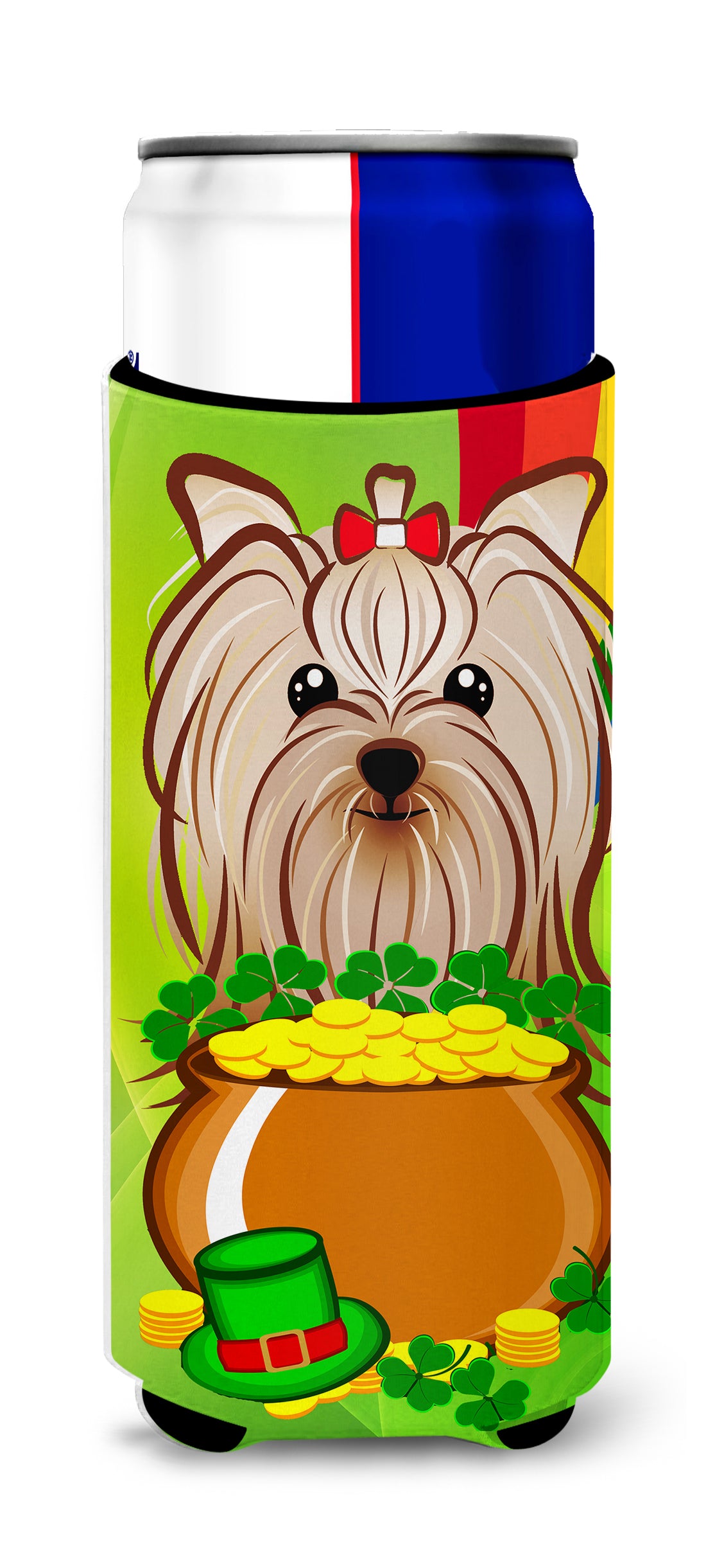 Yorkie Yorkshire Terrier St. Patrick&#39;s Day  Ultra Beverage Insulator for slim cans BB1948MUK