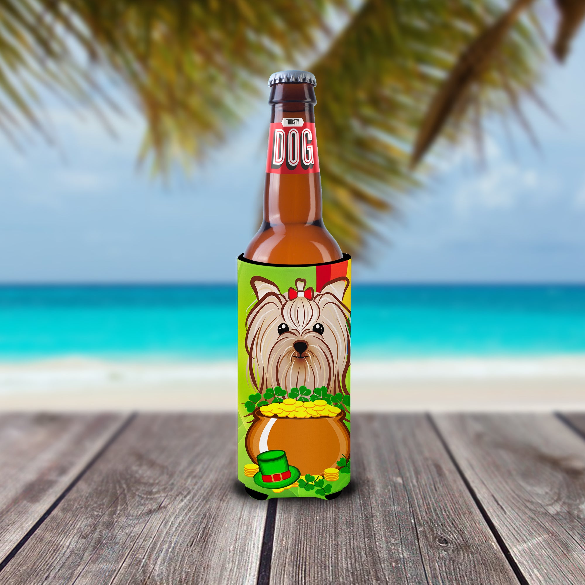 Yorkie Yorkshire Terrier St. Patrick's Day  Ultra Beverage Insulator for slim cans BB1948MUK