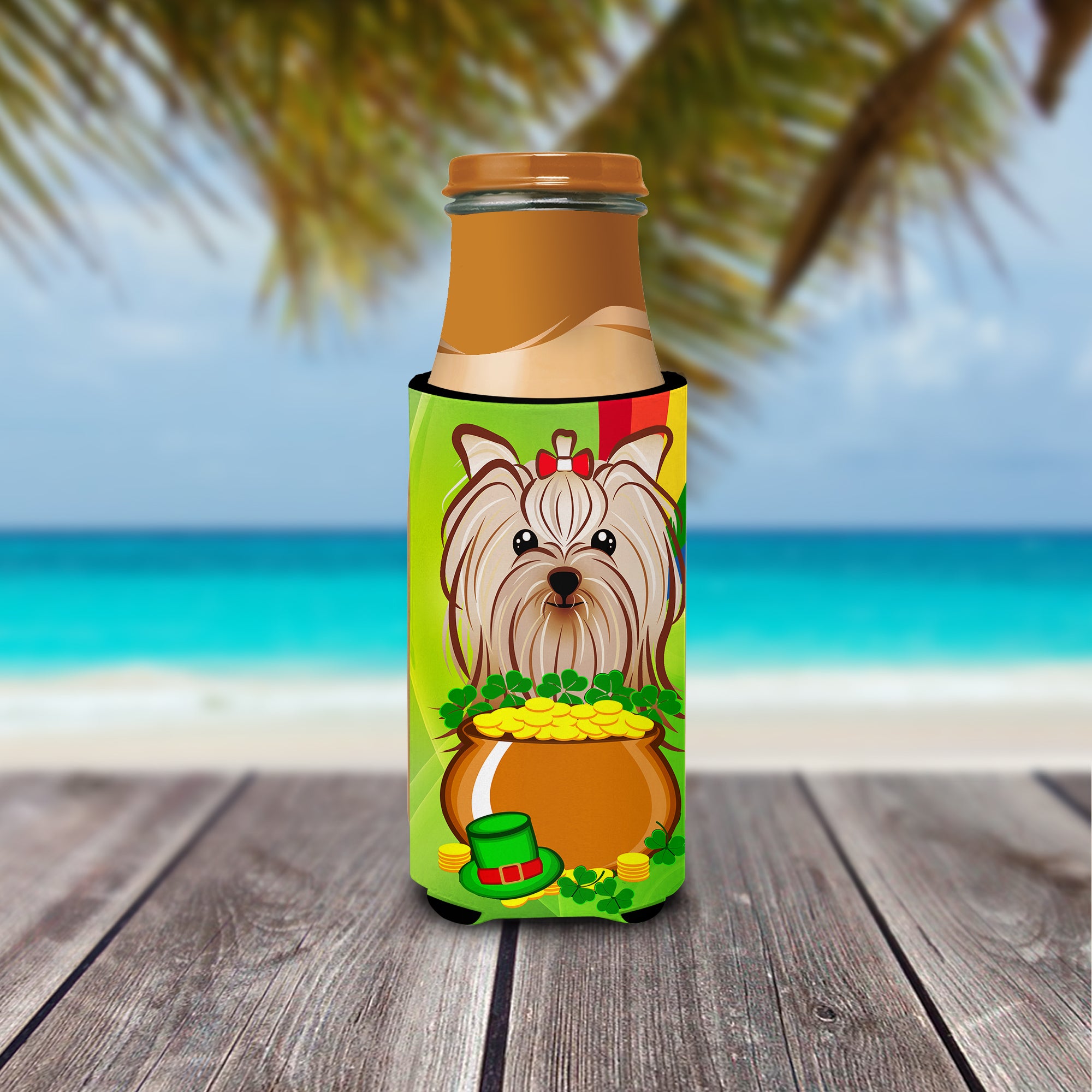Yorkie Yorkshire Terrier St. Patrick's Day  Ultra Beverage Insulator for slim cans BB1948MUK  the-store.com.