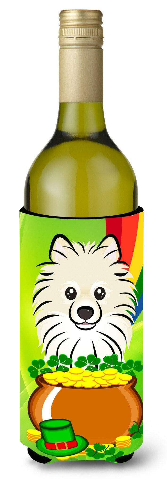 Pomeranian St. Patrick&#39;s Day Wine Bottle Beverage Insulator Hugger BB1951LITERK by Caroline&#39;s Treasures