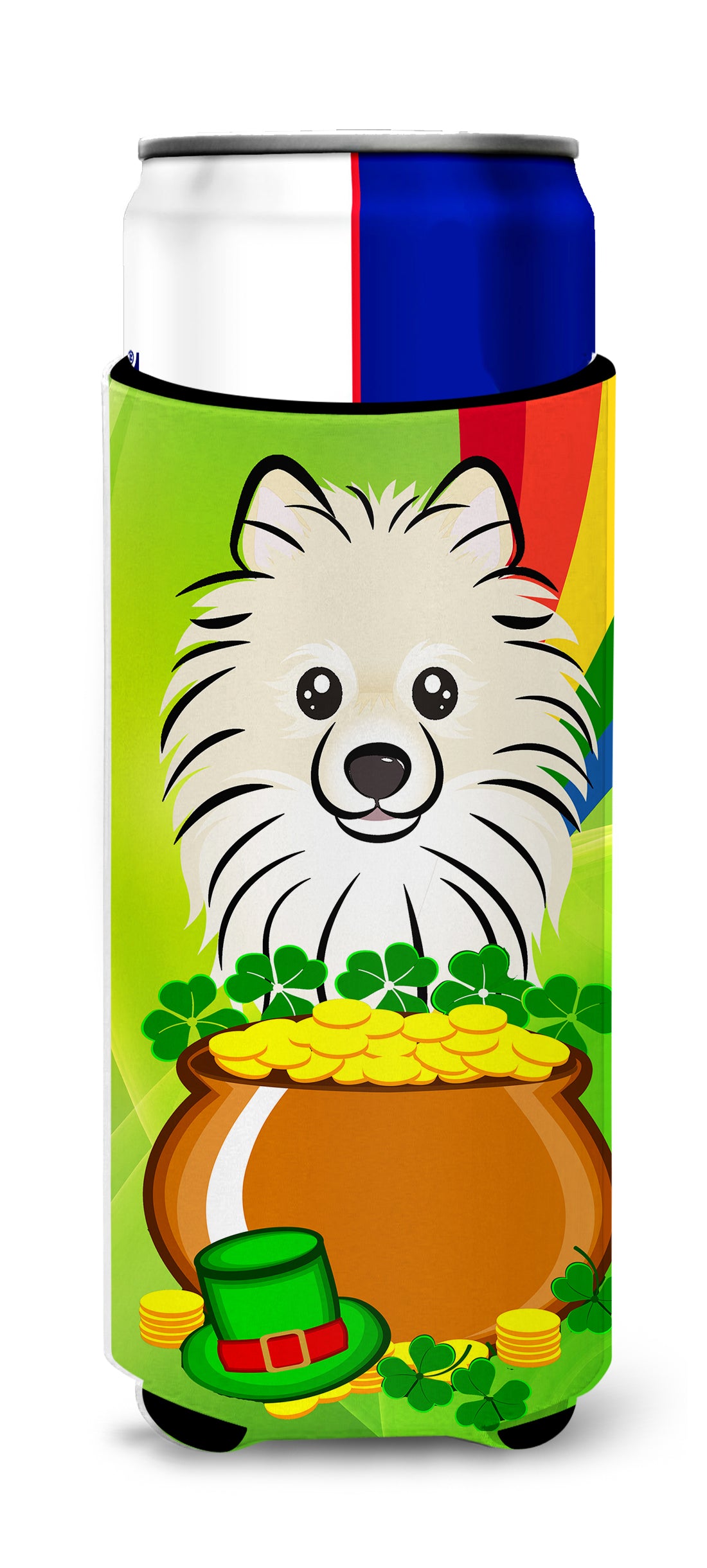 Pomeranian St. Patrick&#39;s Day  Ultra Beverage Insulator for slim cans BB1951MUK  the-store.com.