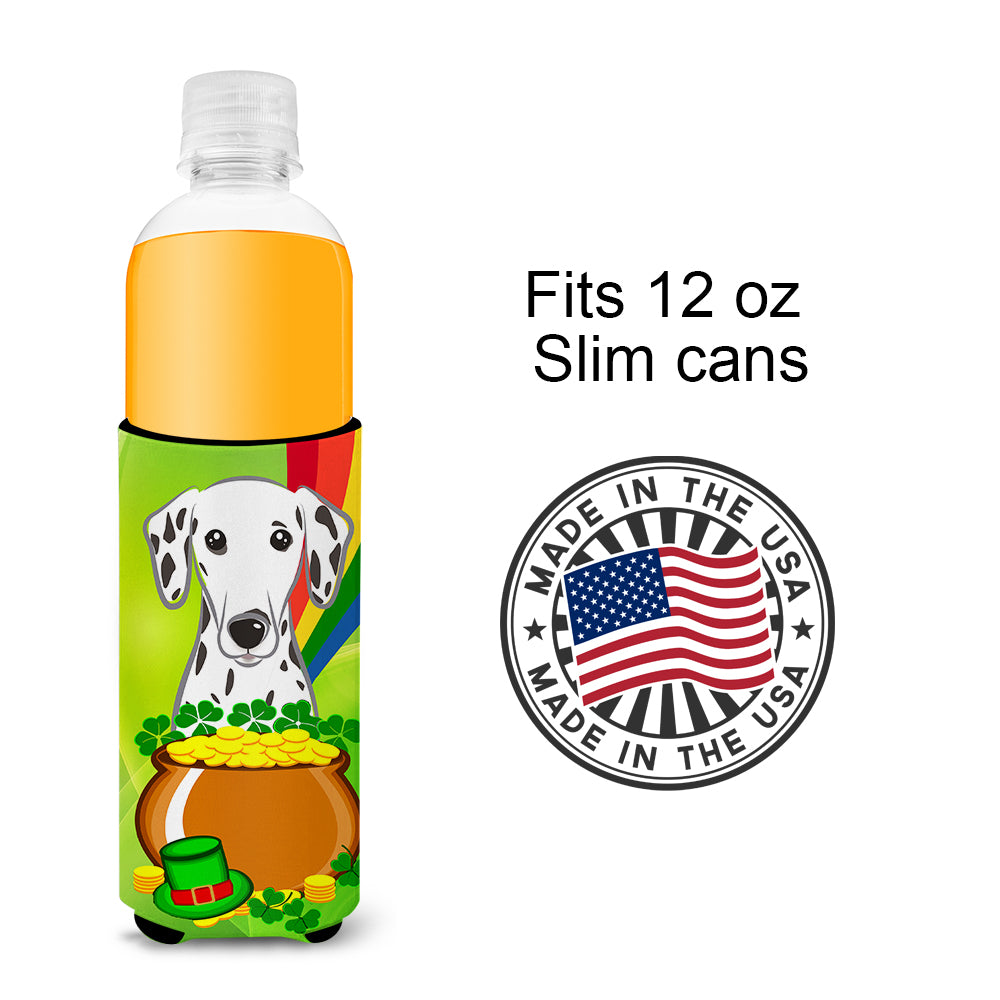 Dalmatian St. Patrick's Day  Ultra Beverage Insulator for slim cans BB1954MUK  the-store.com.