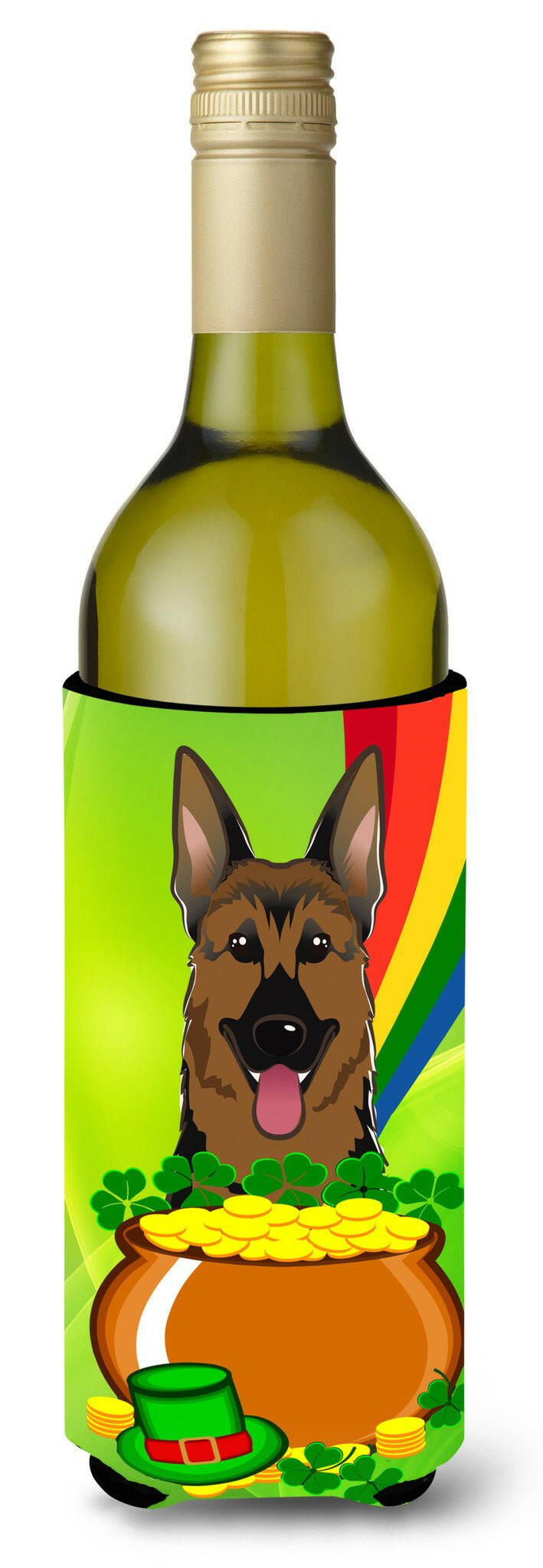 German Shepherd St. Patrick&#39;s Day Wine Bottle Beverage Insulator Hugger BB1955LITERK by Caroline&#39;s Treasures