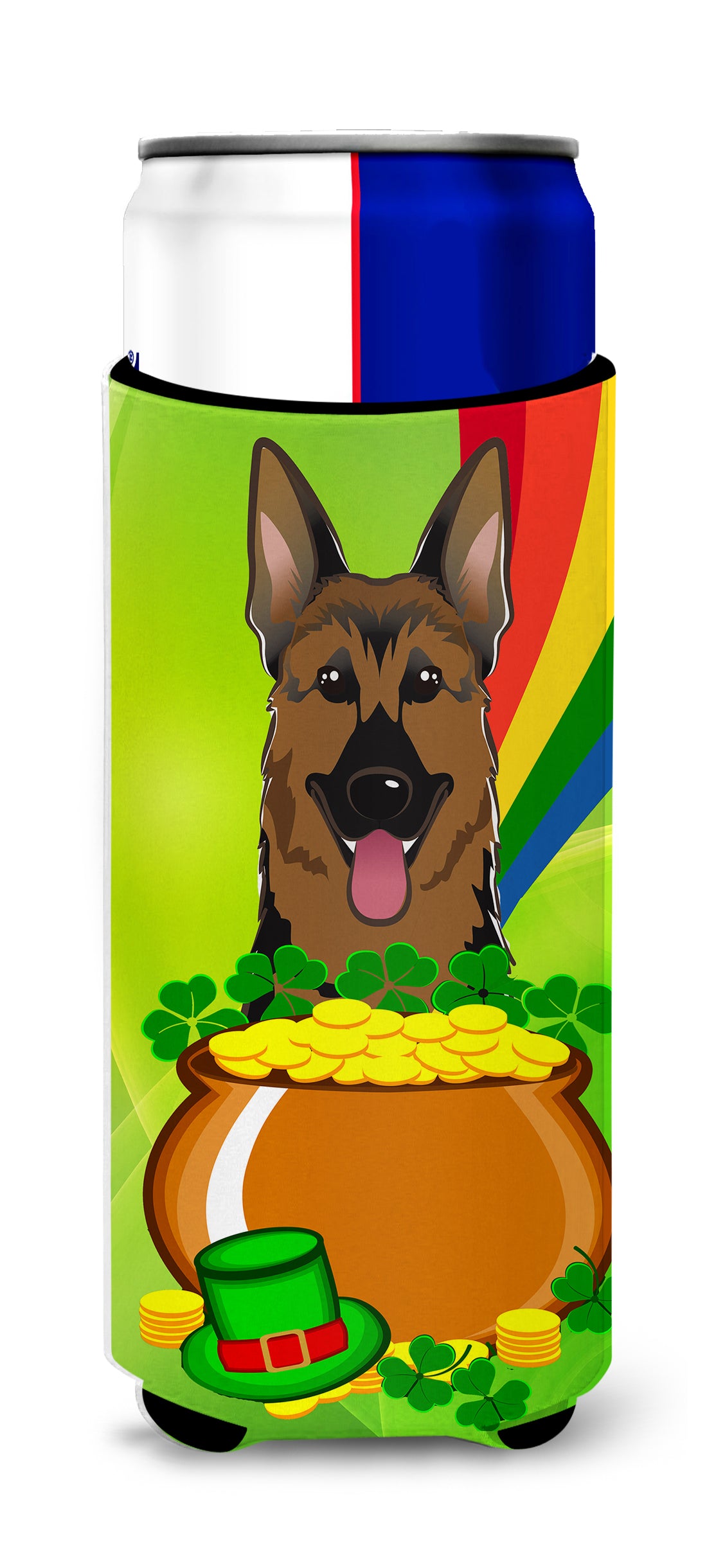 German Shepherd St. Patrick&#39;s Day  Ultra Beverage Insulator for slim cans BB1955MUK