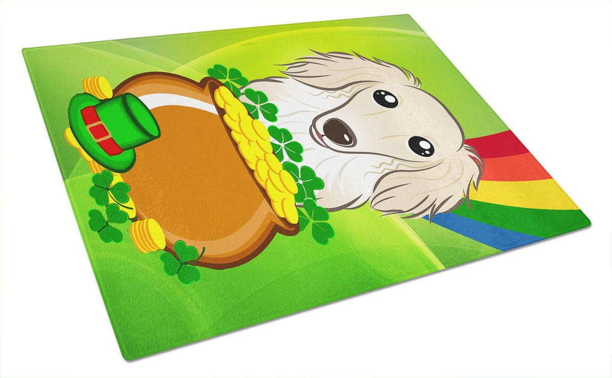 Longhair Creme Dachshund St. Patrick&#39;s Day Glass Cutting Board Large BB1956LCB by Caroline&#39;s Treasures