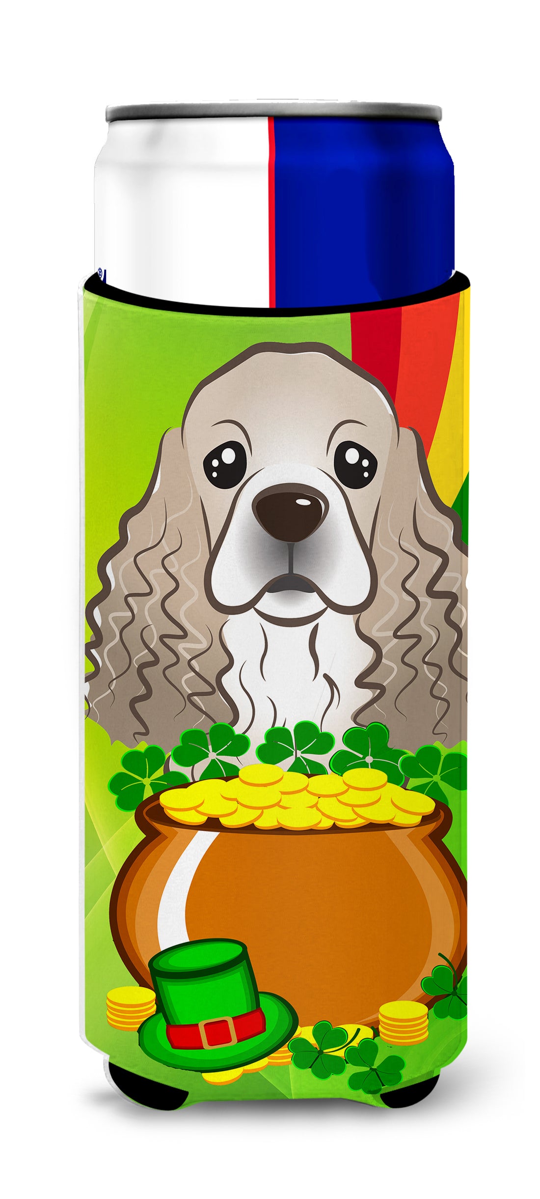 Cocker Spaniel St. Patrick&#39;s Day  Ultra Beverage Insulator for slim cans BB1960MUK  the-store.com.
