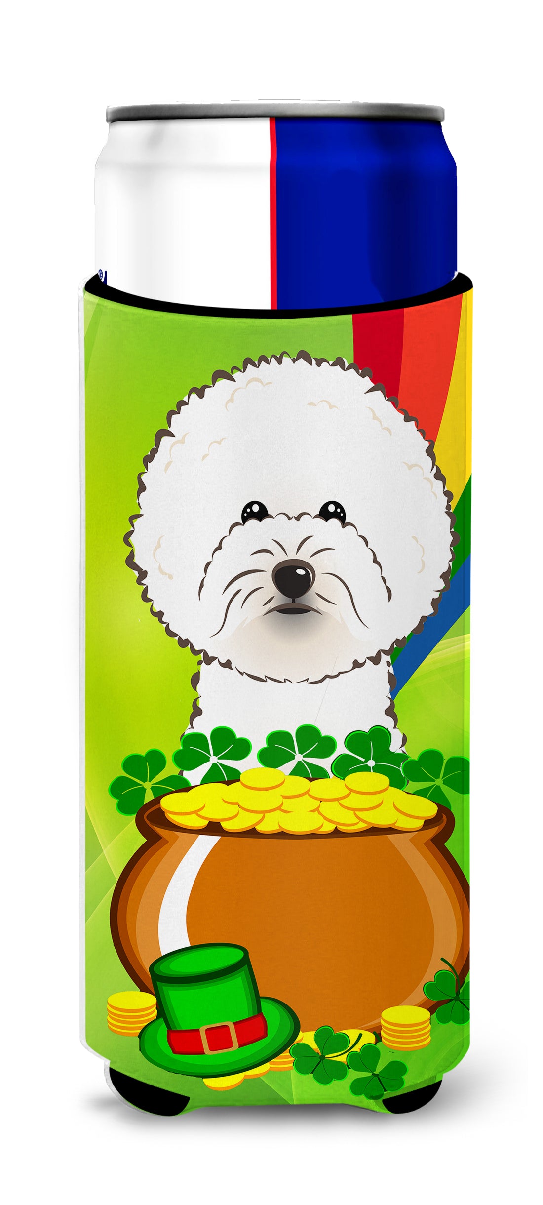 Bichon Frise St. Patrick&#39;s Day  Ultra Beverage Insulator for slim cans BB1961MUK
